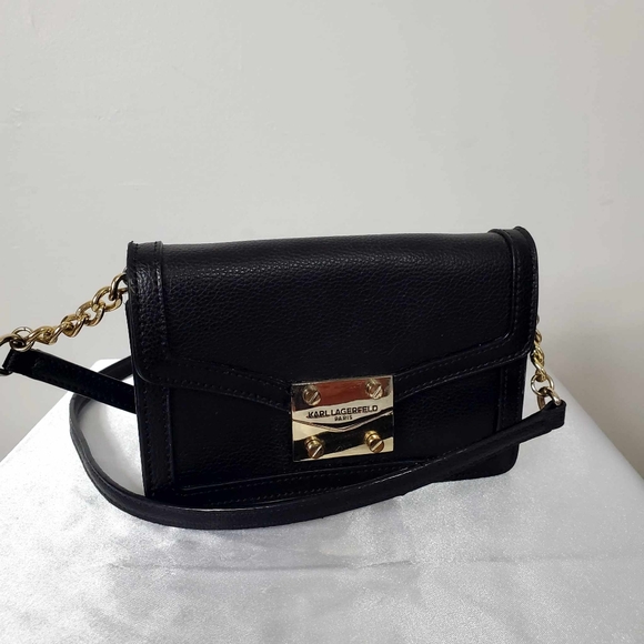 Karl Lagerfeld Paris crossbody black mini bag - Picture 1 of 12